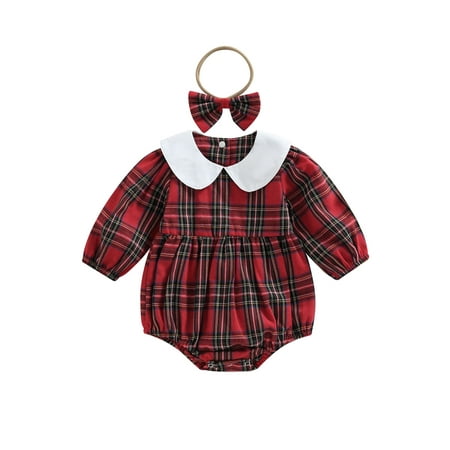 Baby Girl Romper+ Headband Long Sleeve Plaid Round Neck Casual Fall Spring Short Jumpsuit
Baby Girl Romper+ Headband Long Sleeve Plaid Round Neck Casual Fall Spring Short Jumpsuit
