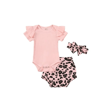 Canrulo Newborn Baby Girl Summer Leopard Clothes Solid Ribbed Ruffle Bodysuit Romper+Pants+Headband Set Pink 3-6 Months
Canrulo Newborn Baby Girl Summer Leopard Clothes Solid Ribbed Ruffle Bodysuit Romper+Pants+Headband Set Pink 3-6 Months
