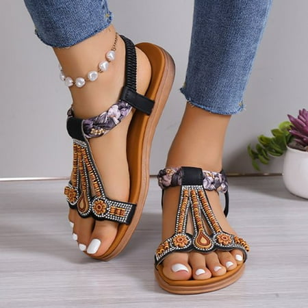 YOUSNH Women s Summer Fashion Flat Open Toe Beaded Bohemian Beach Shoes Elastic sandals Women Black 8.5(41)
YOUSNH Women s Summer Fashion Flat Open Toe Beaded Bohemian Beach Shoes Elastic sandals Women Black 8.5(41)