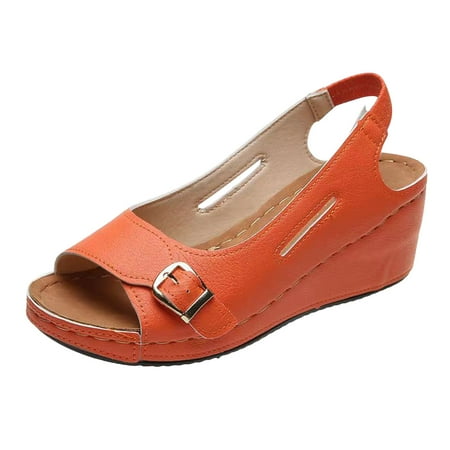 iOPQO Women s sandals Womens Summer Wedge Buckle Decor Sandals Outdoor Slip On Peep Toe Shoes Summer Plus Size Leaky Toe Orange 41
iOPQO Women s sandals Womens Summer Wedge Buckle Decor Sandals Outdoor Slip On Peep Toe Shoes Summer Plus Size Leaky Toe Orange 41