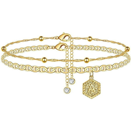PENGXIANG Women Ankle Bracelets Gold Plated Initial Anklets Bracelets Double Layer Mariner Chain Cute Jewelry for Teen Girls
PENGXIANG Women Ankle Bracelets Gold Plated Initial Anklets Bracelets Double Layer Mariner Chain Cute Jewelry for Teen Girls