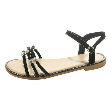 BSDHBS Womans Sandels Women Sandals Girls Flat Suede Buckle Sandals Flat Strap Casual Fashion Sandals Slippers Beach Sandals Black Size 37
BSDHBS Womans Sandels Women Sandals Girls Flat Suede Buckle Sandals Flat Strap Casual Fashion Sandals Slippers Beach Sandals Black Size 37