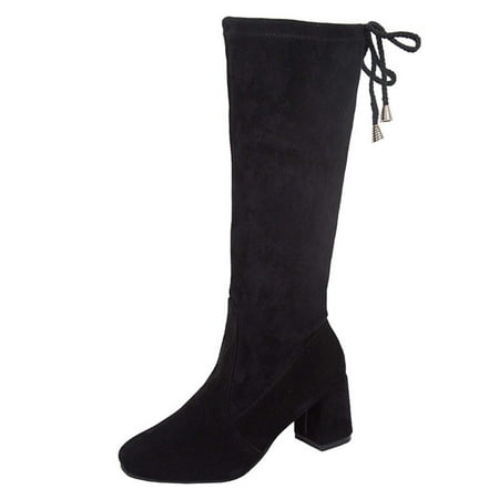 Winter Chunky Heel Boots for Women Knee High Lace Up Boots Stretch Faux Suede Round Toe Mid Calf Dress Boots
Winter Chunky Heel Boots for Women Knee High Lace Up Boots Stretch Faux Suede Round Toe Mid Calf Dress Boots