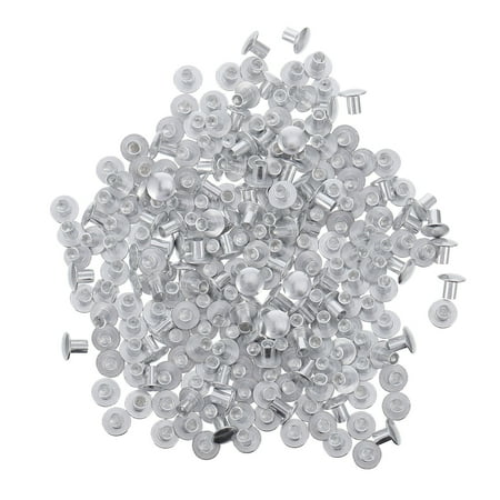 NUOLUX 200pcs Practical Aluminum Alloy Flat Head Semi-tubular Rivets Silver Tone