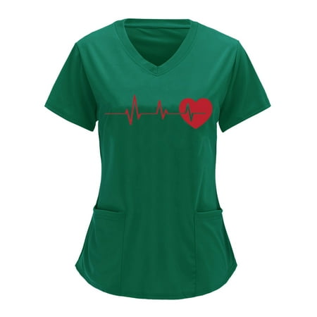 Women Scrubs Top Nurses Clothing Workwear Working Uniform T-Shirt Printed Short Sleeve Leisure V-Neck Solid Color Shirts Blouse Tops With Pockets Top
Women Scrubs Top Nurses Clothing Workwear Working Uniform T-Shirt Printed Short Sleeve Leisure V-Neck Solid Color Shirts Blouse Tops With Pockets Top