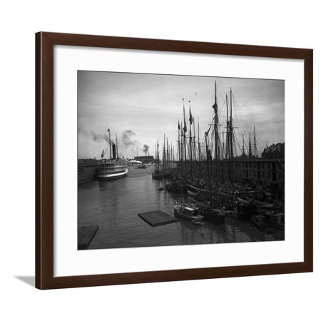 Schooners at the T Wharf Framed Print Wall Art