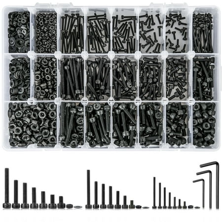 K Kwokker 1263PCS Alloy Steel Screws Nuts Washers Hex Socket Wrench Screws Set Metric Bolts Kit Black
K Kwokker 1263PCS Alloy Steel Screws Nuts Washers Hex Socket Wrench Screws Set Metric Bolts Kit Black