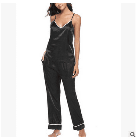 SAYOO Women Sleepwear V- Neck Sleeveless Top Pant Pajamas Set Sexy Suspender Trousers Suit
SAYOO Women Sleepwear V- Neck Sleeveless Top Pant Pajamas Set Sexy Suspender Trousers Suit