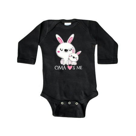 Inktastic Oma Loves Me- bunny family Gift Baby Boy or Baby Girl Long Sleeve Bodysuit