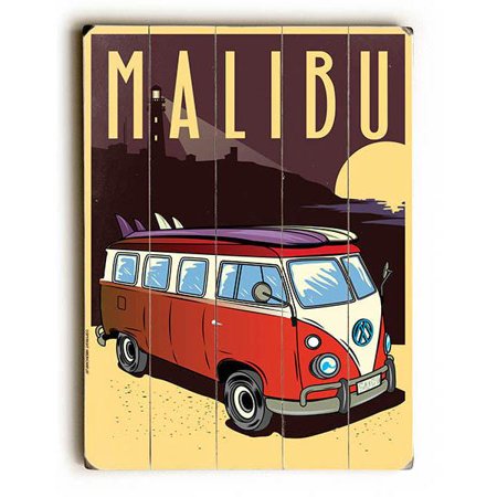 ArteHouse Decorative Wood Sign "Malibu" by American Flat, 25" x 34", Planked Wood
