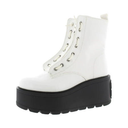DKNY Womens Harli Laceless Flatform Combat & Lace-up Boots