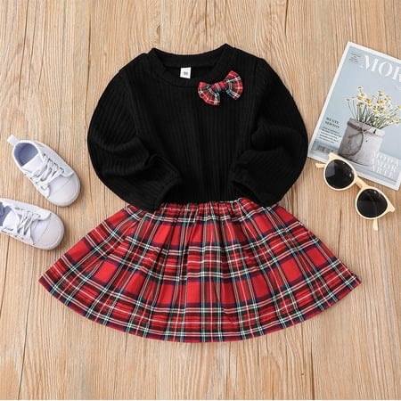 Toddler Kids Baby Girls Ribbed Long Sleeve Dress With Bowknot Patchwork Plaid Girl Dresses Sundress Princess Dresses
Toddler Kids Baby Girls Ribbed Long Sleeve Dress With Bowknot Patchwork Plaid Girl Dresses Sundress Princess Dresses