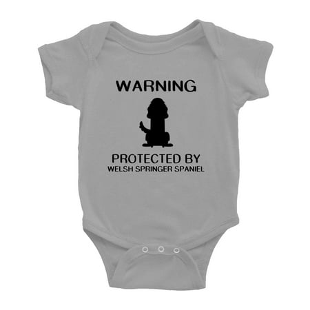 Warning: Protected by A Welsh Springer Spaniel Dog Funny Baby Bodysuits (Gray 12-18 Months)
Warning: Protected by A Welsh Springer Spaniel Dog Funny Baby Bodysuits (Gray 12-18 Months)