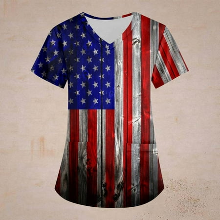 Sksloeg Uniform Tops for Women Scrubs Breathable Red White Blue Star Stripe Printed Shirts Tee Tops Short Sleeve V-Neck Nursing Working Uniform with Pockets Blue XXXXL
Sksloeg Uniform Tops for Women Scrubs Breathable Red White Blue Star Stripe Printed Shirts Tee Tops Short Sleeve V-Neck Nursing Working Uniform with Pockets Blue XXXXL