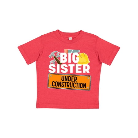 Inktastic Big Sister Under Construction Gift Toddler Toddler Girl T-Shirt