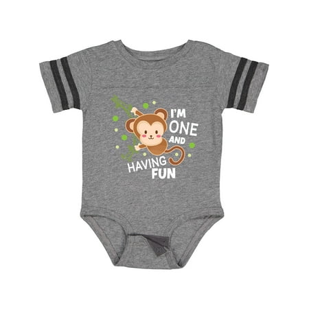Inktastic I m One and Having Fun with Monkey Gift Baby Boy or Baby Girl Bodysuit