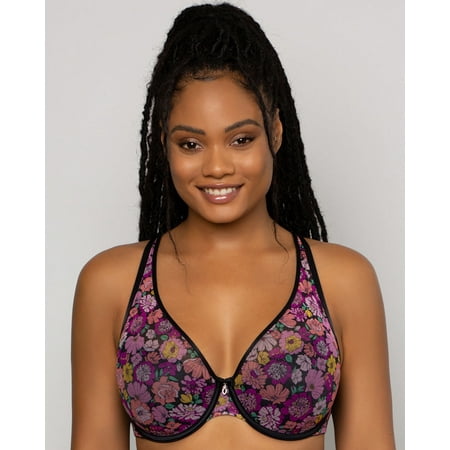 Sheer Mesh Plunge T-Shirt Bra - Retro Roses