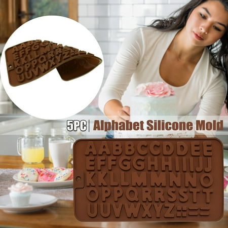 XIAOFFENN 5PCs Silicone Mold For Chocolate Cake Jelly Pudding Alphabet Shape
