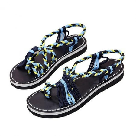 Penkiiy Summer Ladies Flip-Flops Flat Heel Bohemian Roman Sandals Casual Flip Flops Women s Shoes