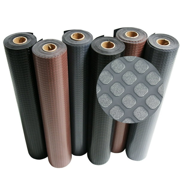 Rubber-Cal "Block-Grip" Rubber Flooring Rolls - 2 mm x 4 ft x 4 ft Rubber Rolls - Black