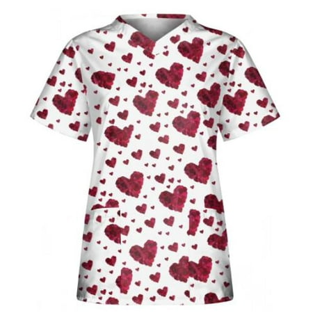 Valentine s Day Scrubs Tops Women Nurse Working Uniforms Love Heart Print V Neck Short Sleeve Medical Scrub Shirts
Valentine s Day Scrubs Tops Women Nurse Working Uniforms Love Heart Print V Neck Short Sleeve Medical Scrub Shirts