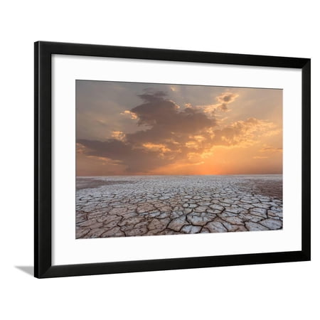 Soil Drought Cracked Landscape Sunset Framed Print Wall Art By PhilipYb Studio