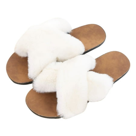 HOMEMAXS Cross Band Design Plush Slippers Casual Flat Shoes Outdoor Slippers for Winter Autumn - Size 38 (White)
HOMEMAXS Cross Band Design Plush Slippers Casual Flat Shoes Outdoor Slippers for Winter Autumn - Size 38 (White)