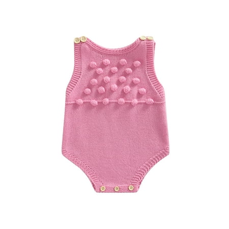 Eyicmarn Baby Romper Solid Color Round Neck Sleeveless Knitted Bodysuit with Fluffy Ball Decors for Girls Boys 0-18 Months
Eyicmarn Baby Romper Solid Color Round Neck Sleeveless Knitted Bodysuit with Fluffy Ball Decors for Girls Boys 0-18 Months