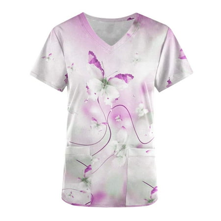 Nurses Scrubs for Women Floral Print Scrub Top Short Sleeve V Neck Medical Scrub Shirts T Shirts with Pockets
Nurses Scrubs for Women Floral Print Scrub Top Short Sleeve V Neck Medical Scrub Shirts T Shirts with Pockets