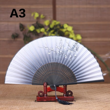 Erqing Laughing Fan Silk Female Fan Silk Lady Folding Fan Cherry Blossom Bamboo Fan and Wind Folding Fan