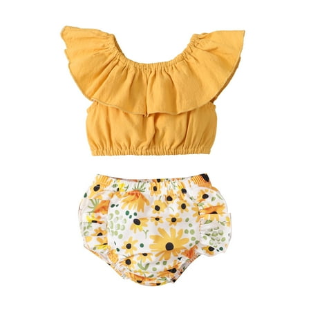 Mikrdoo Infant Baby Girls Clothes Baby Outfits Lotus Leaf Collar Sleeveless Tops Sunflower Print Elastic Shorts 2Pcs Summer OOTD Yellow 12-18 Months
Mikrdoo Infant Baby Girls Clothes Baby Outfits Lotus Leaf Collar Sleeveless Tops Sunflower Print Elastic Shorts 2Pcs Summer OOTD Yellow 12-18 Months