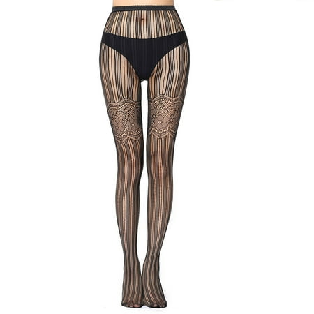 Women Gothic Sexy Black Fishnet Pantyhose Moon for Butterfly Lace Patterned Tigh