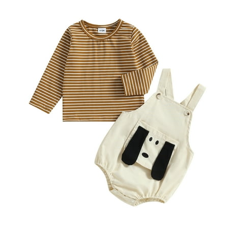 Toddler Girls 2 Piece Outfit Striped Long Sleeve Shirt and Cute Cartoon Dog Suspender Jumpsuits Summer Clothes Set,3-24 Months
Toddler Girls 2 Piece Outfit Striped Long Sleeve Shirt and Cute Cartoon Dog Suspender Jumpsuits Summer Clothes Set,3-24 Months