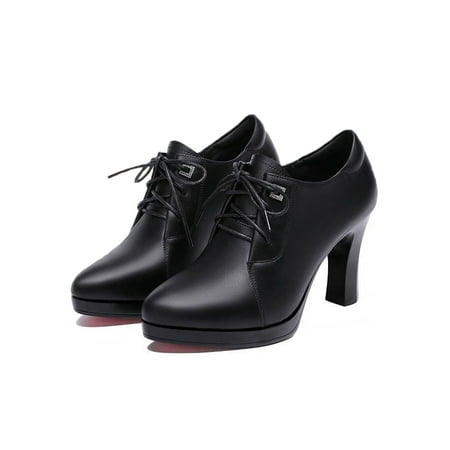 Oucaili Ladies Fashion Lace Up Casual Pump Party Lightweight Comfort Chunky Block Heel High Heels Pumps Plush Lined Black 5
Oucaili Ladies Fashion Lace Up Casual Pump Party Lightweight Comfort Chunky Block Heel High Heels Pumps Plush Lined Black 5