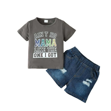 KIMI BEAR Toddler Boys Outfits Set 3T Toddler Boy Spring Summer Outfits 4T Simple Letter Prints Short Sleeve T-Shirt + Ripped Denim Shorts 2PCS Set Gray
KIMI BEAR Toddler Boys Outfits Set 3T Toddler Boy Spring Summer Outfits 4T Simple Letter Prints Short Sleeve T-Shirt + Ripped Denim Shorts 2PCS Set Gray