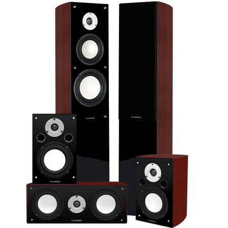 Fluance XL5HTB High Performance 5.0 Surround Sound Home Theater Speaker System Including Three-way Floorstanding Towers,