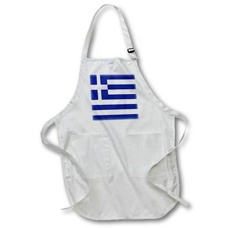 Greek Flag BLACK Full Length Apron with Pockets 22w x 30l apr-4562-4