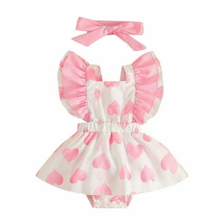 Summer Sleeveless Strap Romper Dress+Headband Two Piece Set For Girls Dress Love Print Dress Suitable For Aged 0 To 18 Party Dresses
Summer Sleeveless Strap Romper Dress+Headband Two Piece Set For Girls Dress Love Print Dress Suitable For Aged 0 To 18 Party Dresses