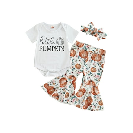 3 Pcs Infant Baby Girl Boy Halloween Outfit Letter Print Short Sleeve Romper + Pumpkin Floral Print Flare Pants + Headband Set
3 Pcs Infant Baby Girl Boy Halloween Outfit Letter Print Short Sleeve Romper + Pumpkin Floral Print Flare Pants + Headband Set