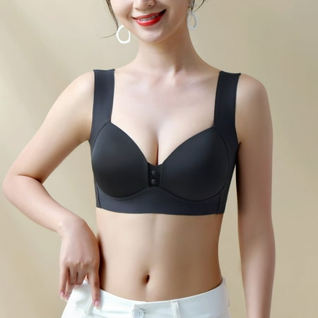 LEEy-world Sexy Lingerie For Women Comfort Ring Cup Women Underwear Plus Button Bra Full Size Breathable No Gathers Steel Front Bra Black M 
LEEy-world Sexy Lingerie For Women Comfort Ring Cup Women Underwear Plus Button Bra Full Size Breathable No Gathers Steel Front Bra Black M