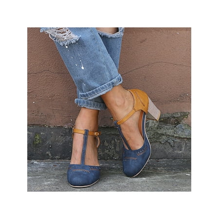 Daeful Womens T Bar Block Heel Ankle Strap Sandals Ladies Dress Party Summer Platform Shoes Size 9
Daeful Womens T Bar Block Heel Ankle Strap Sandals Ladies Dress Party Summer Platform Shoes Size 9