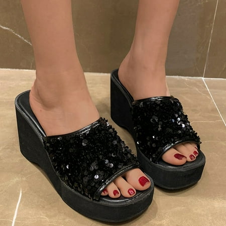〖Yilirongyumm〗 Black 41 Sandals Women Ladies Fashion Summer Solid Color Sequin Platform Open Toe Wedge Platform Sandals
〖Yilirongyumm〗 Black 41 Sandals Women Ladies Fashion Summer Solid Color Sequin Platform Open Toe Wedge Platform Sandals