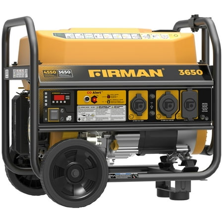 

FIRMAN P03613 4550/3650 Watt Gas Portable Generator equipped with CO shutoff alert system.