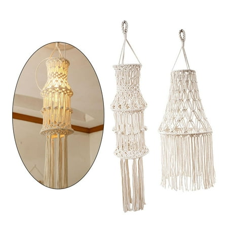 2pcs Macrame Lamp Shade Woven Ceiling Pendant Lampshade Cover Office Decor