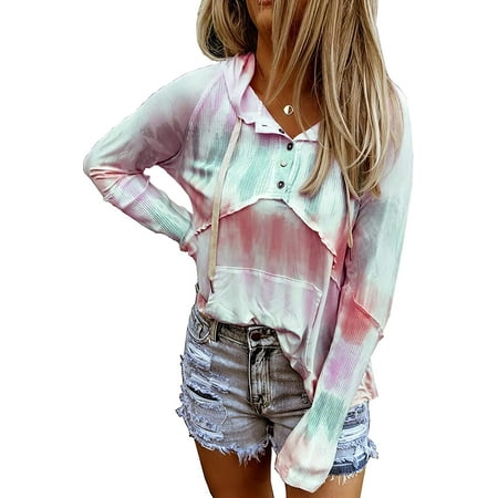 PIKADINGNIS Womens Tie-dye Gradient Drawstring Hoodie Pullover T-Shirt Buttons Sweatshirt Long Sleeve Sweatshirts for Women with Pockets
PIKADINGNIS Womens Tie-dye Gradient Drawstring Hoodie Pullover T-Shirt Buttons Sweatshirt Long Sleeve Sweatshirts for Women with Pockets