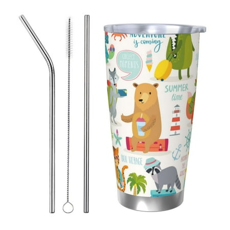 Salouo Travel Animals Print 20oz Tumbler with Lid Stainless Steel Vacuum Insulated Tumbler Durable Insulated Coffee Mug Thermal Cup with Splash Proof Sliding Lid-Straw Three-piece Set
Salouo Travel Animals Print 20oz Tumbler with Lid Stainless Steel Vacuum Insulated Tumbler Durable Insulated Coffee Mug Thermal Cup with Splash Proof Sliding Lid-Straw Three-piece Set
