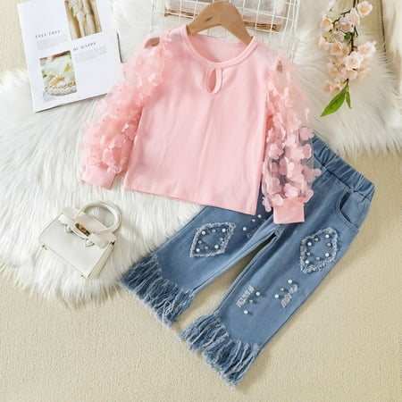 Hunpta Toddler Kids Baby Girls Flower Lace Tulle Sleeve T Shirt Tops Crop Denim Jeans Long Pants 2PCS Outfits Clothes Set
Hunpta Toddler Kids Baby Girls Flower Lace Tulle Sleeve T Shirt Tops Crop Denim Jeans Long Pants 2PCS Outfits Clothes Set