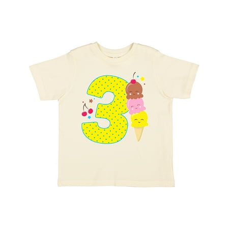 Inktastic Ice Cream Third Birthday Blue Gift Toddler Boy or Toddler Girl T-Shirt