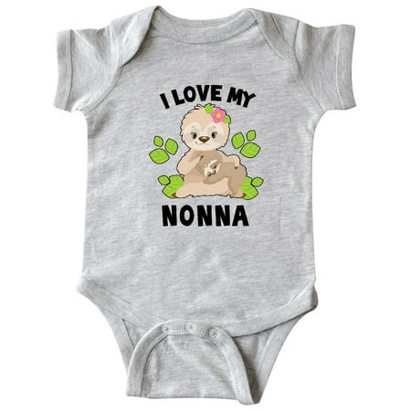 Inktastic Cute Sloth I Love My Nonna with Green Leaves Gift Baby Boy or Baby Girl Bodysuit