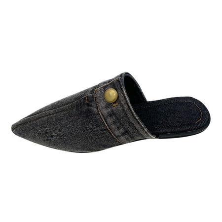 Casual Shoes for Women Ladies Fashion Solid Color Denim Half Slippers Pointed Toe Flat Casual Shoes Women Casual Shoes Denim Grey 37
Casual Shoes for Women Ladies Fashion Solid Color Denim Half Slippers Pointed Toe Flat Casual Shoes Women Casual Shoes Denim Grey 37